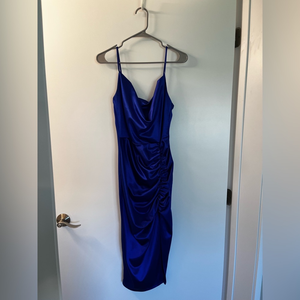 Windsor Royal Blue Satin Midi Dress
